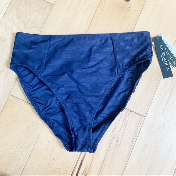La Blanca Linea Costa Hi-Waisted Bottoms in Indigo Blue Size 14 NWT - Picture 1 of 5